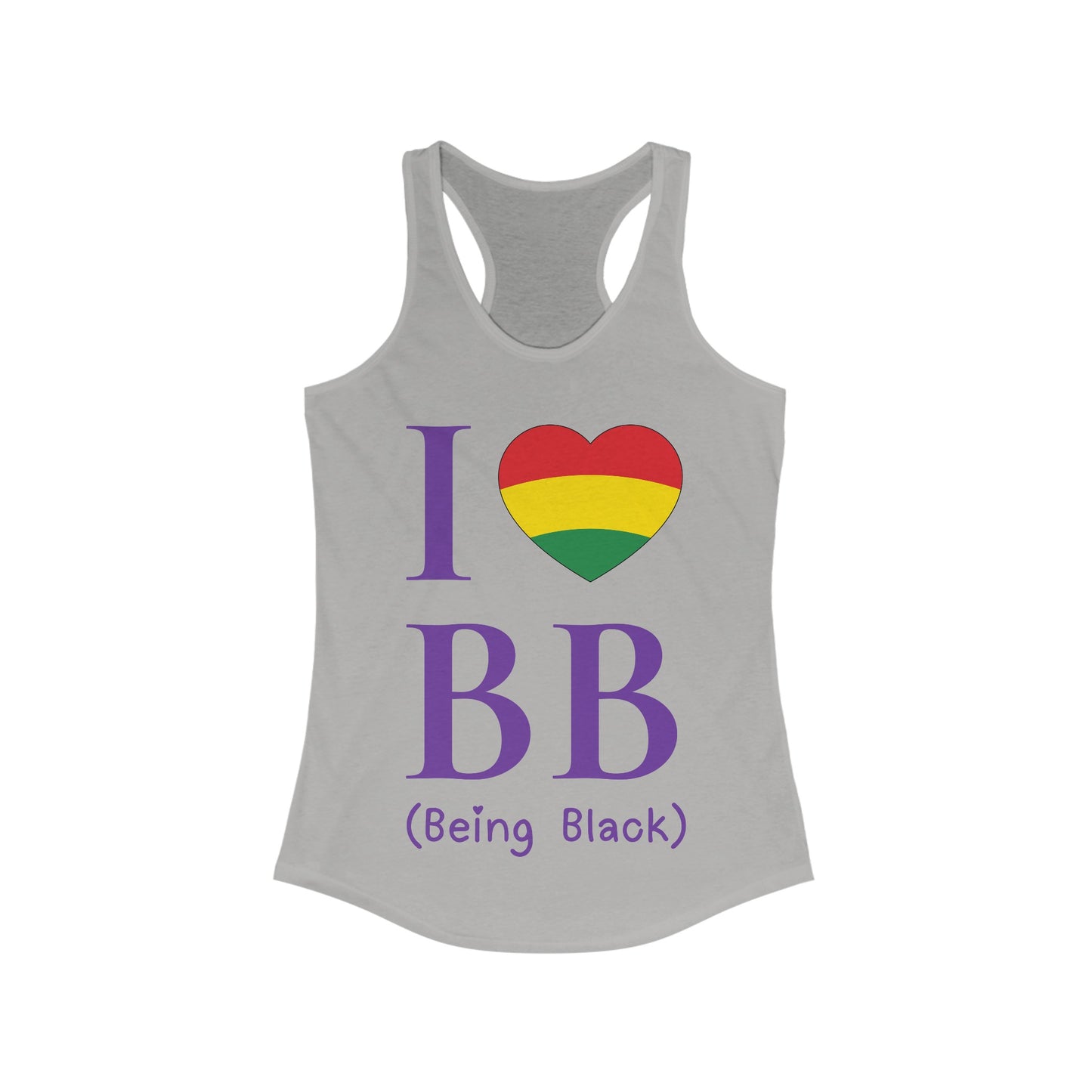 I Heart Being Black, purple text, Women's Ideal Racerback Tank