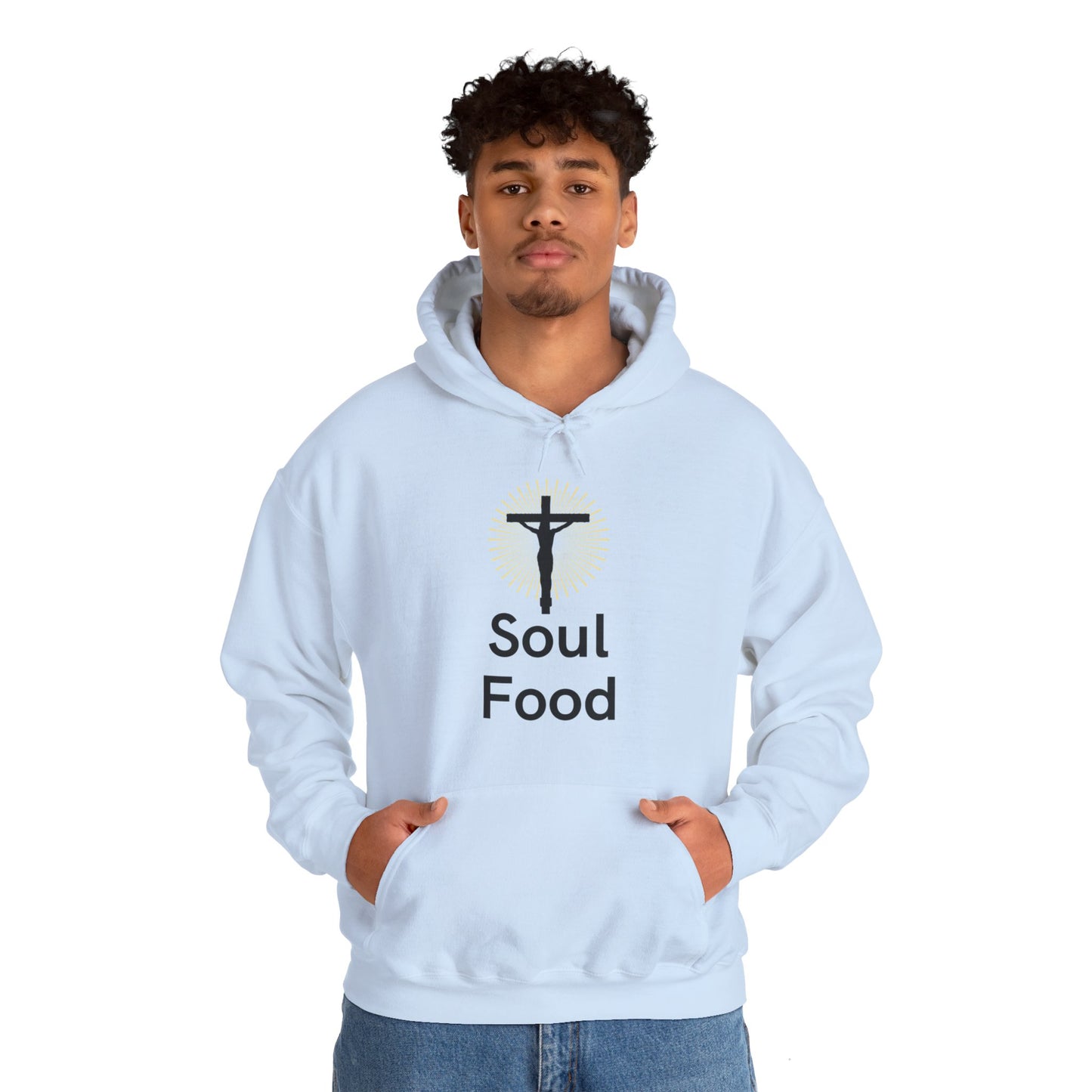 Soul Food, Jesus, black text, Hoodie