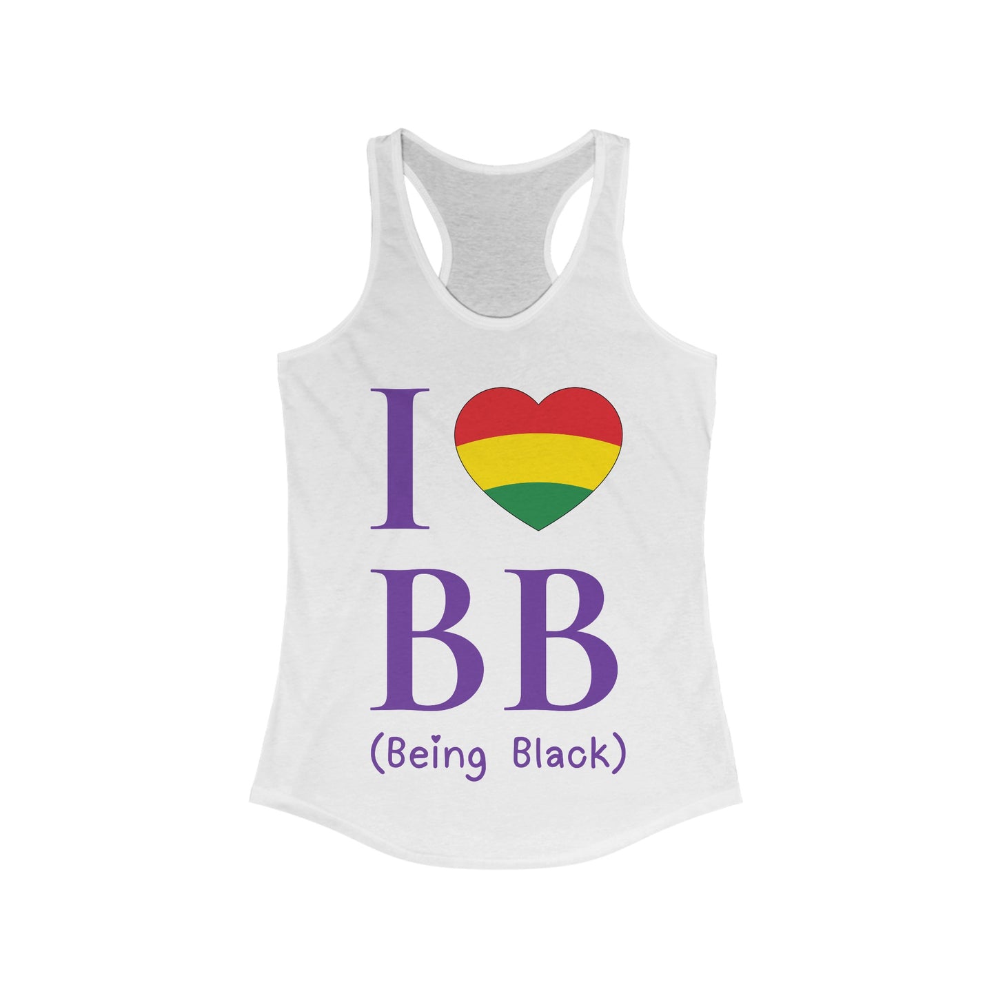 I Heart Being Black, purple text, Women's Ideal Racerback Tank