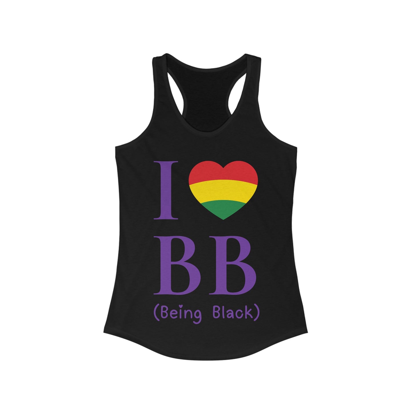I Heart Being Black, purple text, Women's Ideal Racerback Tank