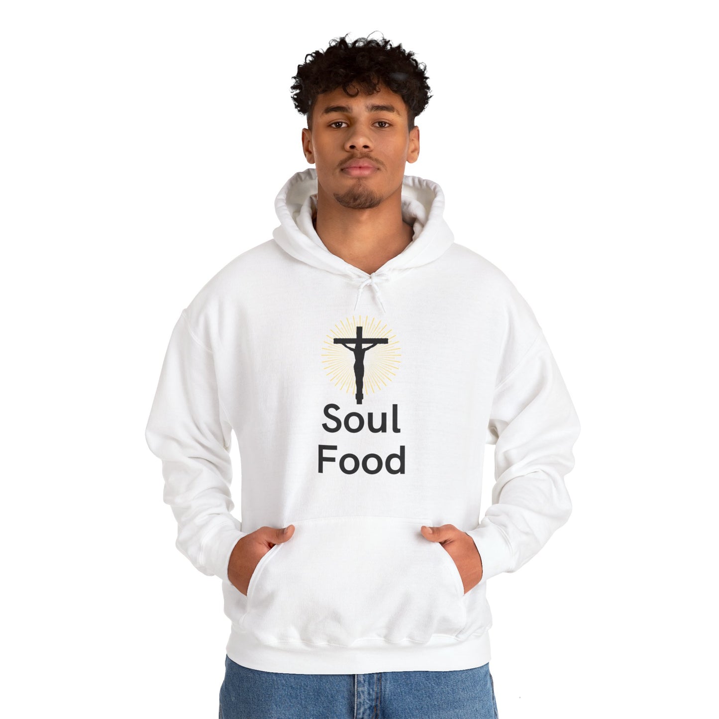 Soul Food, Jesus, black text, Hoodie