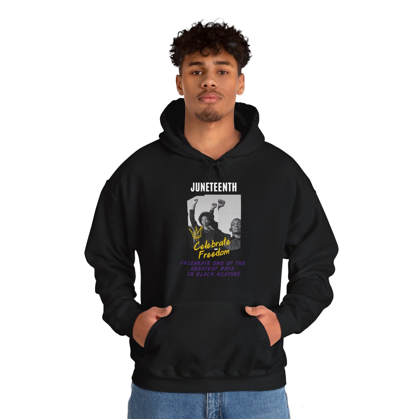 Juneteenth, Celebrate Freedom, white text, Hoodie