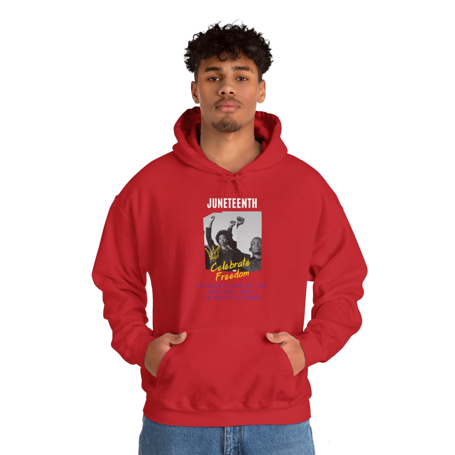 Juneteenth, Celebrate Freedom, white text, Hoodie