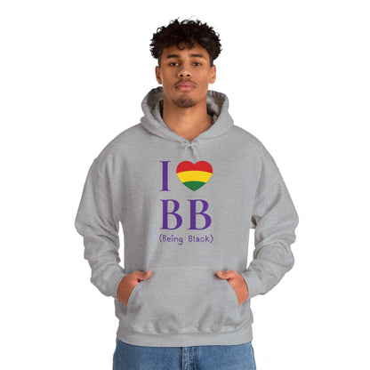 I Heart Being Black, purple text, Hoodie