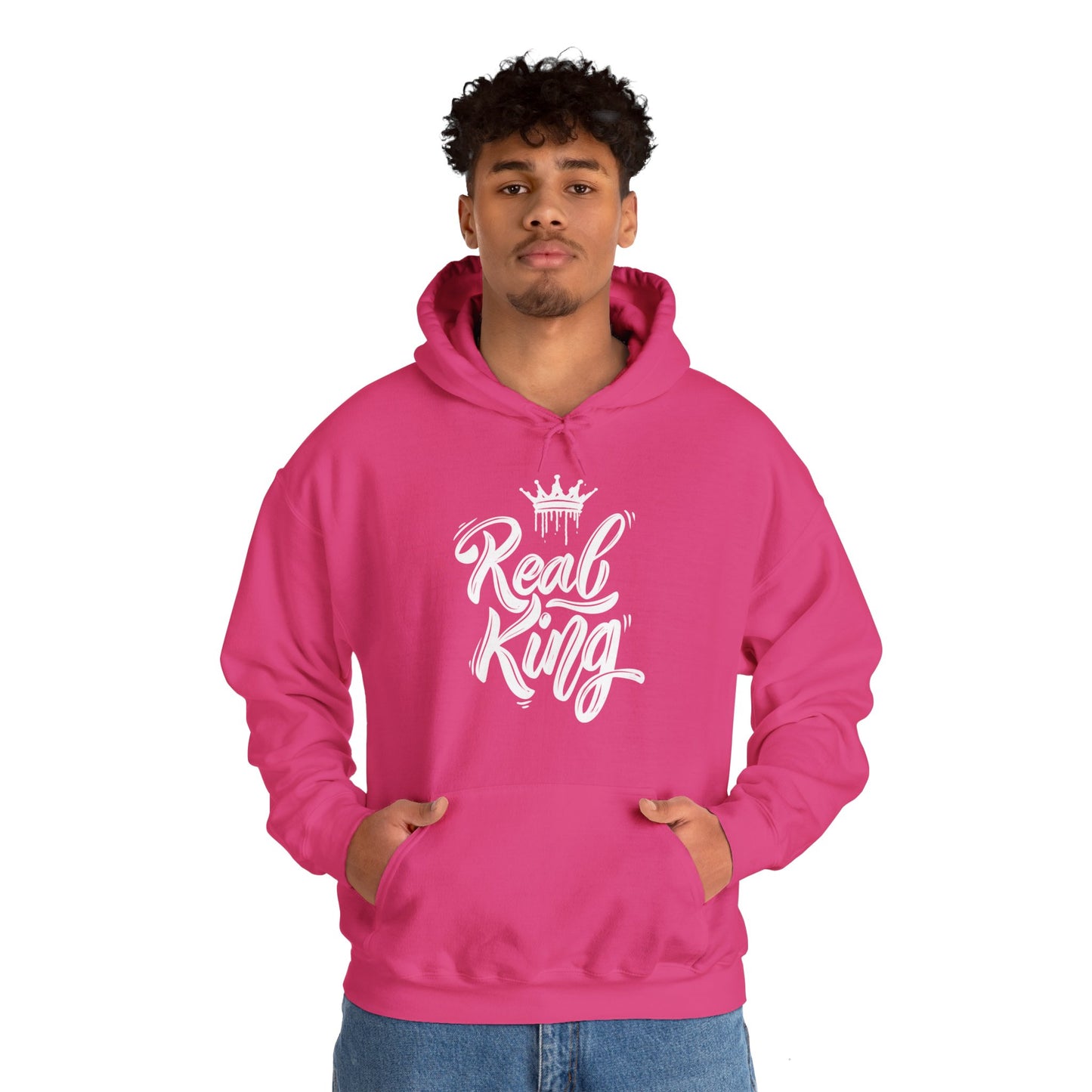 Real King, white text, Hoodie