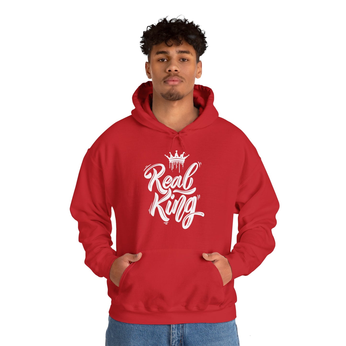 Real King, white text, Hoodie