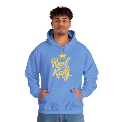 Real King, gold text, Hoodie