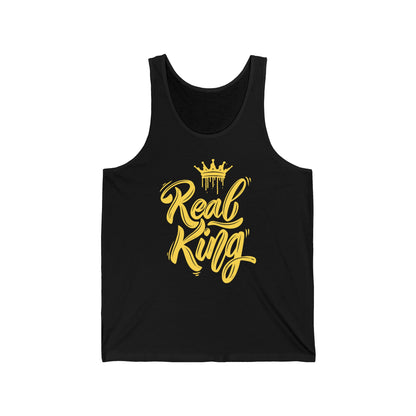 Real King, gold text, Tank Top