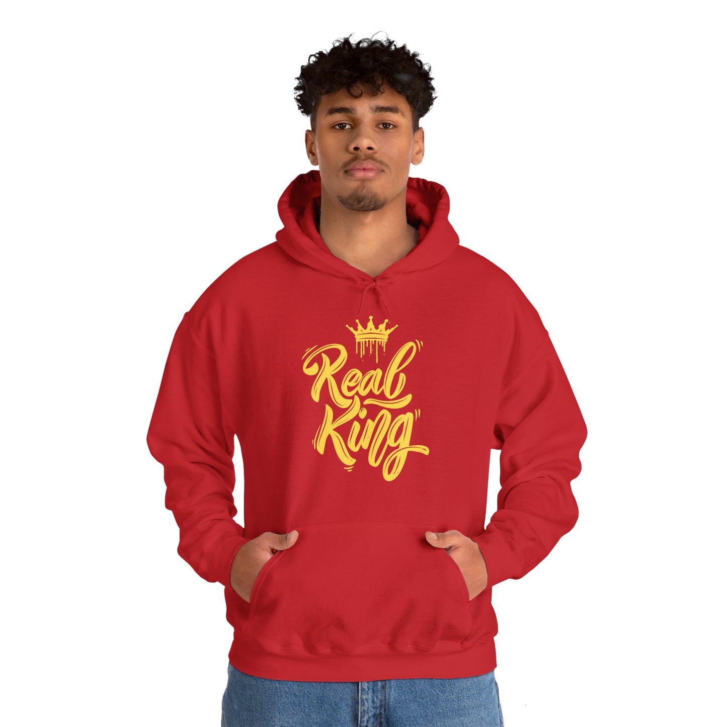 Real King, gold text, Hoodie