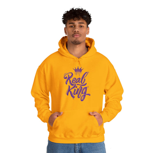 Real King, purple text, Hoodie