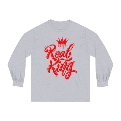 Real King, red text, Classic Long Sleeve T-Shirt