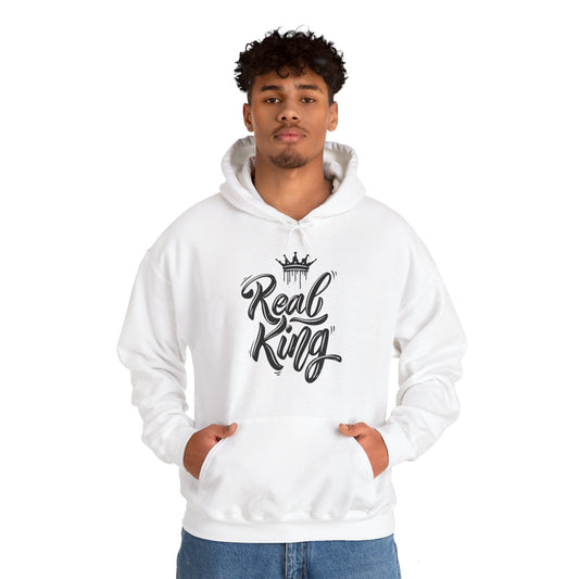 Real King, black text, Hoodie