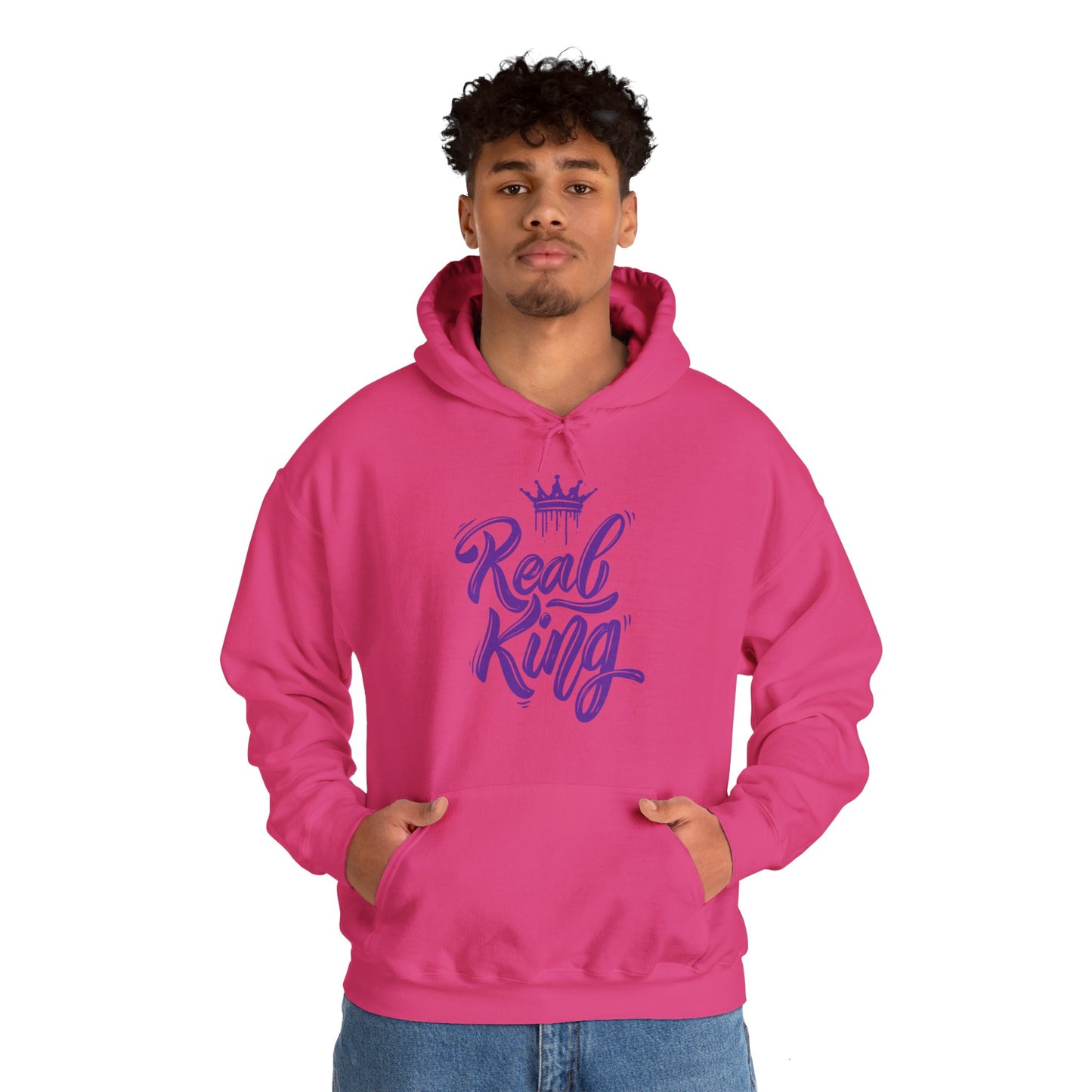 Real King, purple text, Hoodie