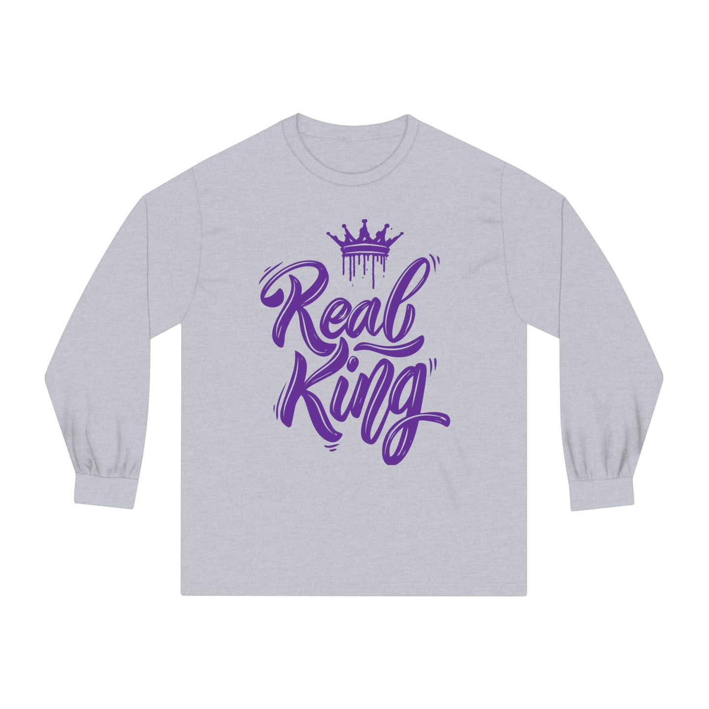 Real King, purple text, Classic Long Sleeve T-Shirt