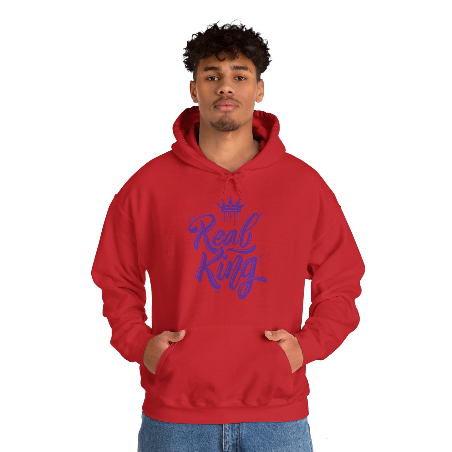 Real King, purple text, Hoodie