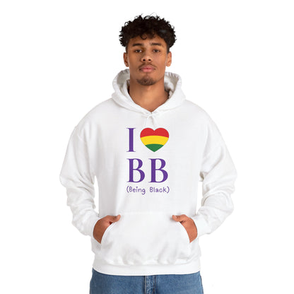 I Heart Being Black, purple text, Hoodie