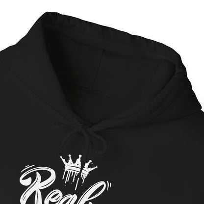 Real King, white text, Hoodie