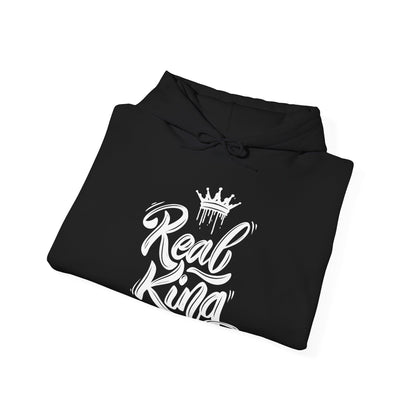 Real King, white text, Hoodie