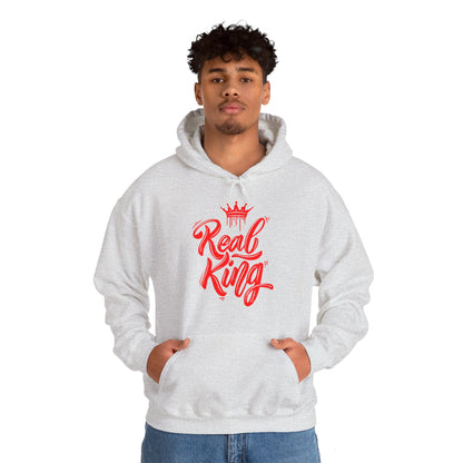 Real King, red text, Hoodie