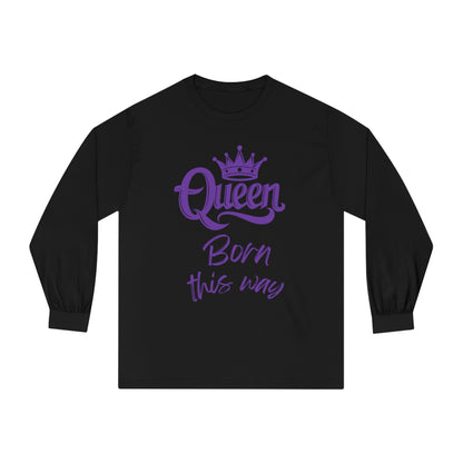 Queen, Born This Way, purple text, Long Sleeve T-Shirt