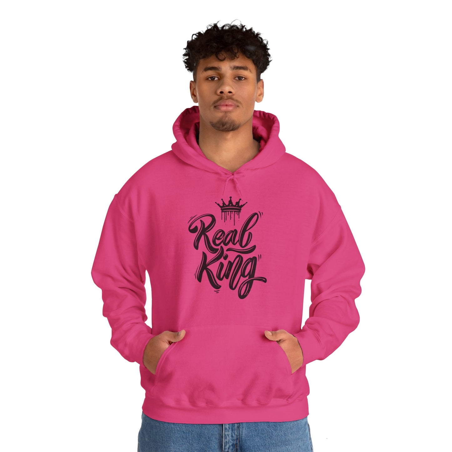 Real King, black text, Hoodie