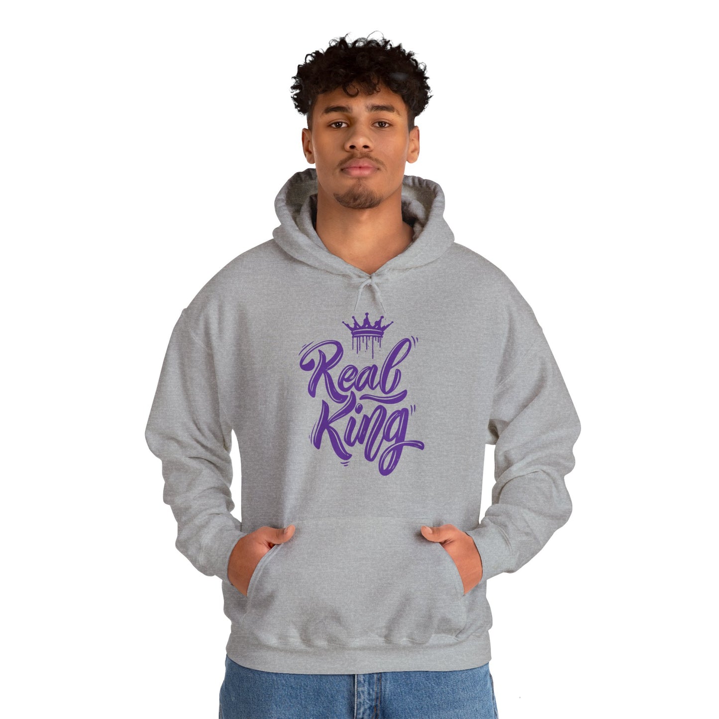 Real King, purple text, Hoodie