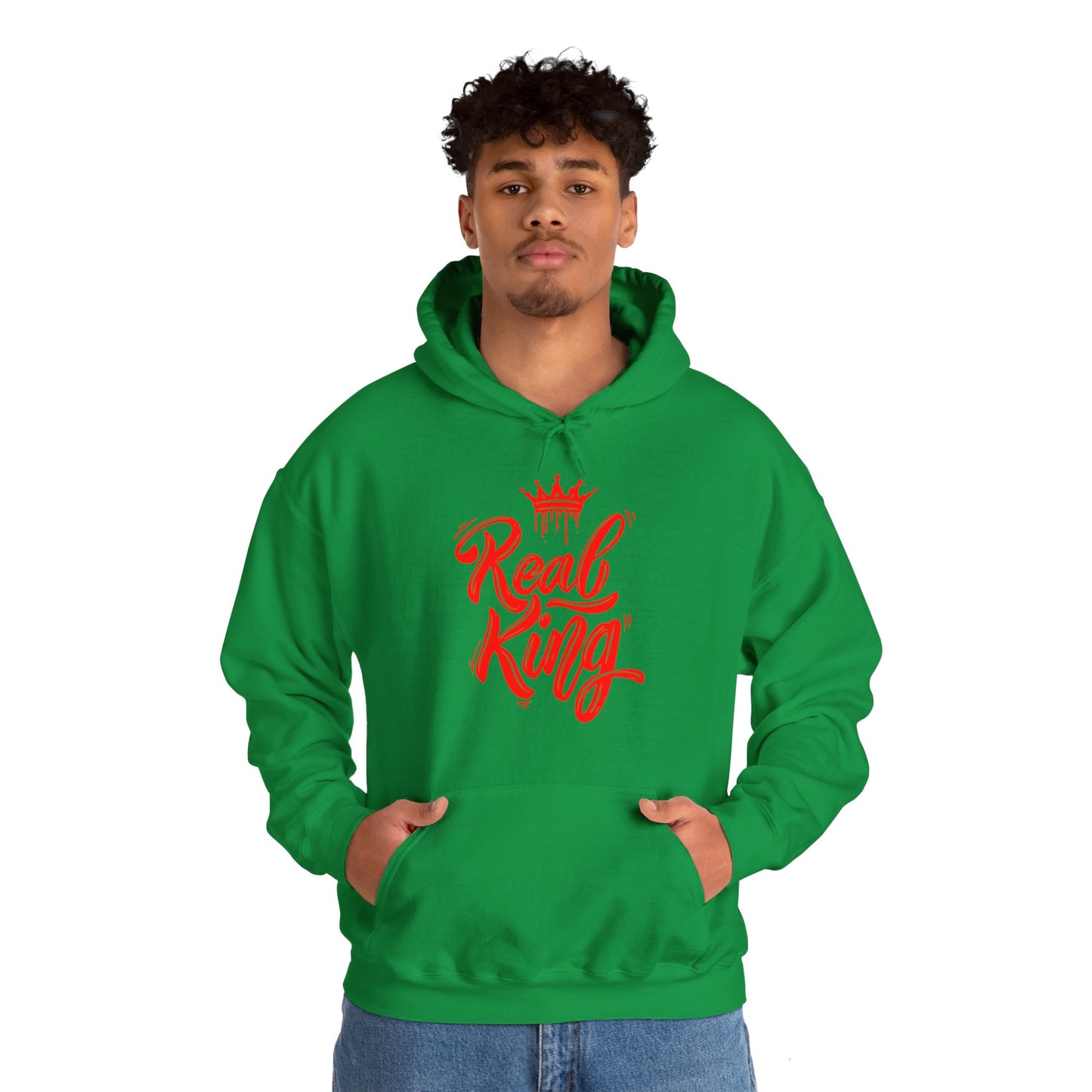 Real King, red text, Hoodie