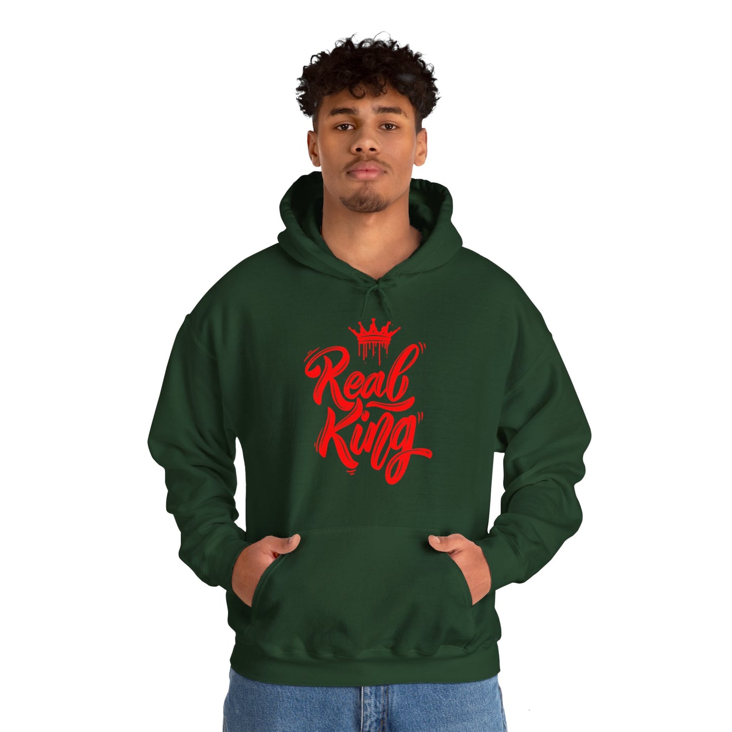 Real King, red text, Hoodie