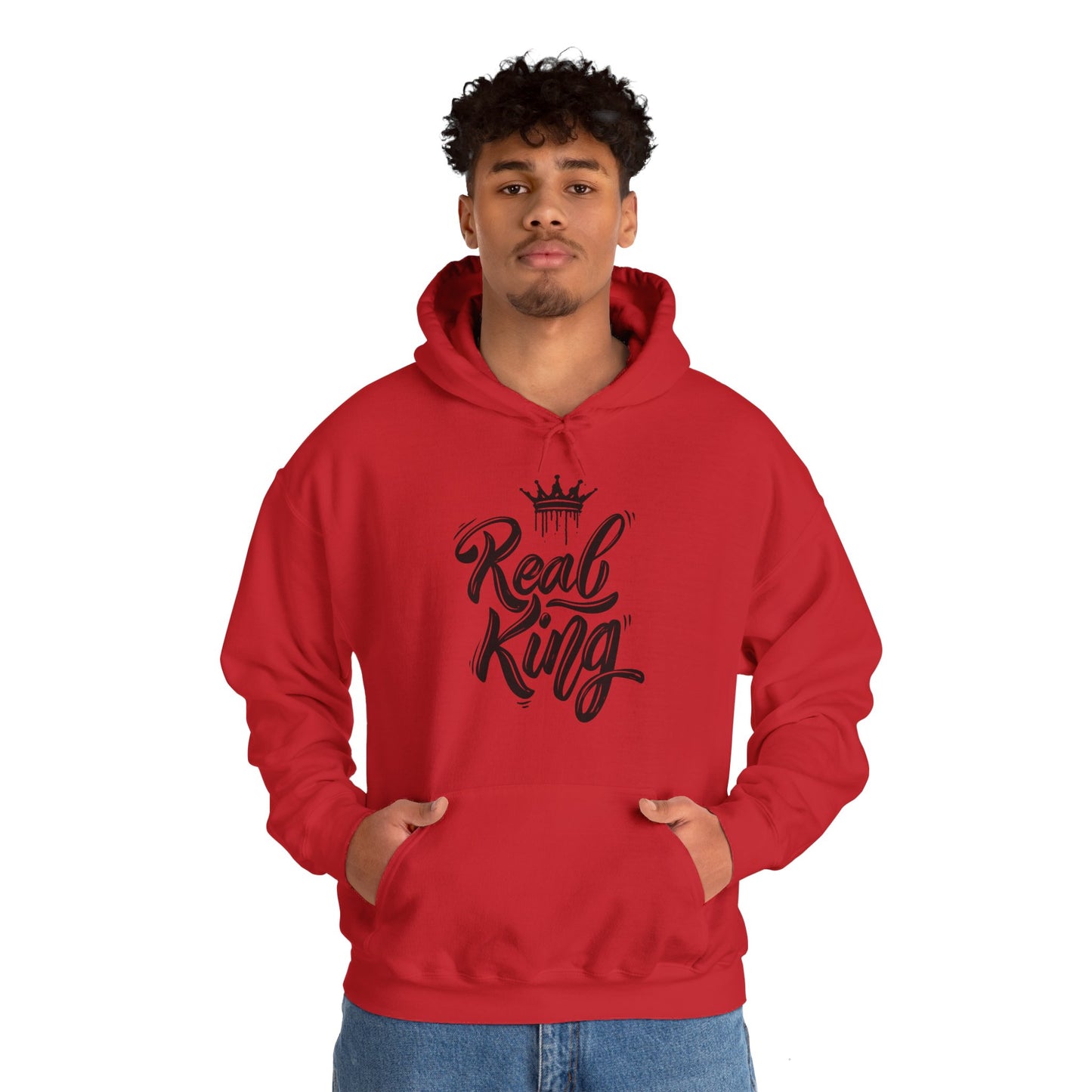 Real King, black text, Hoodie