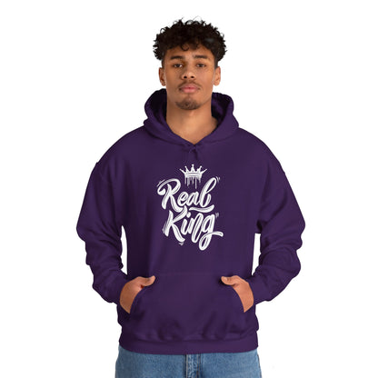 Real King, white text, Hoodie