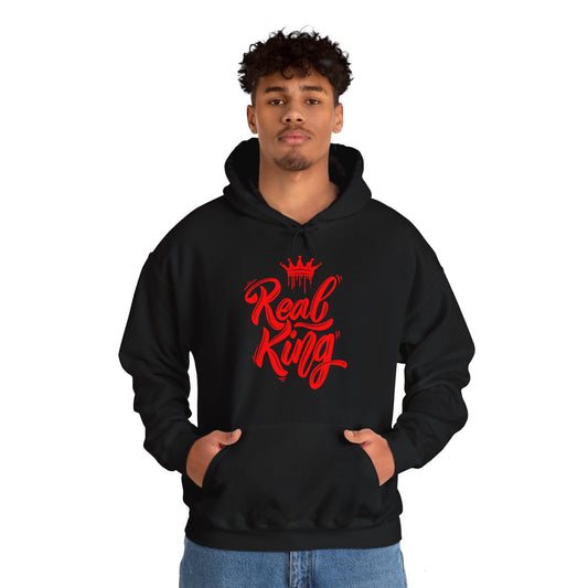 Real King, red text, Hoodie