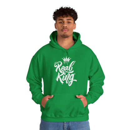 Real King, white text, Hoodie