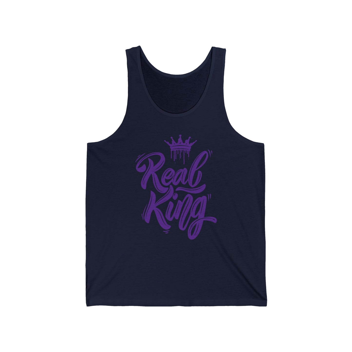 Real King, purple text, Tank Top