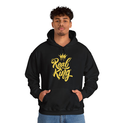 Real King, gold text, Hoodie