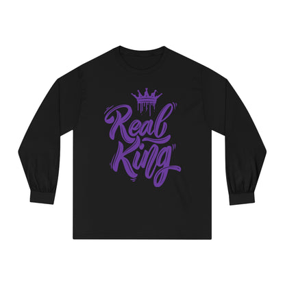 Real King, purple text, Classic Long Sleeve T-Shirt