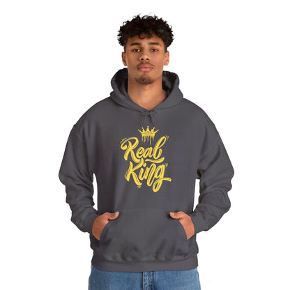 Real King, gold text, Hoodie