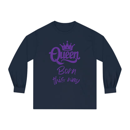 Queen, Born This Way, purple text, Long Sleeve T-Shirt