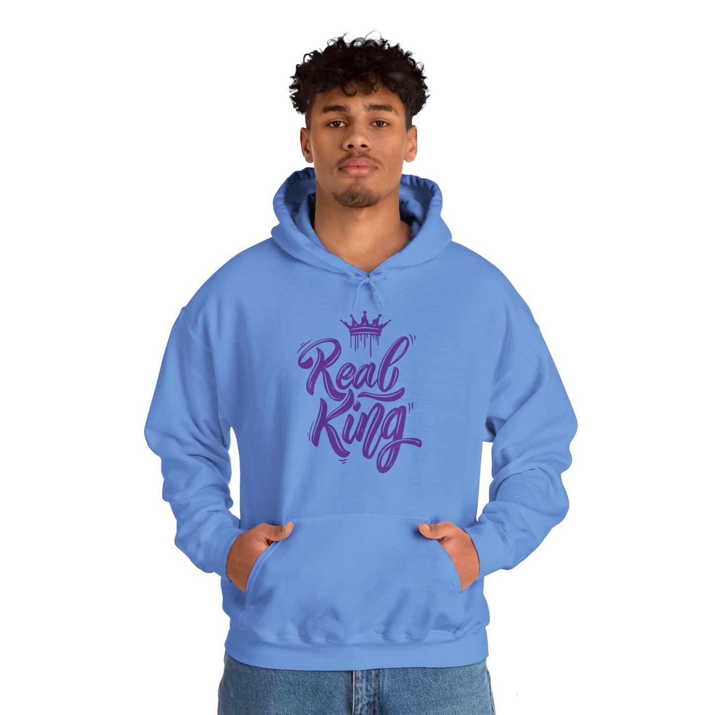 Real King, purple text, Hoodie