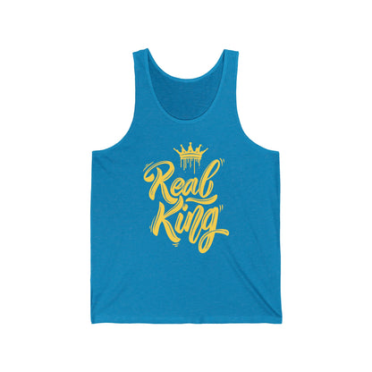 Real King, gold text, Tank Top