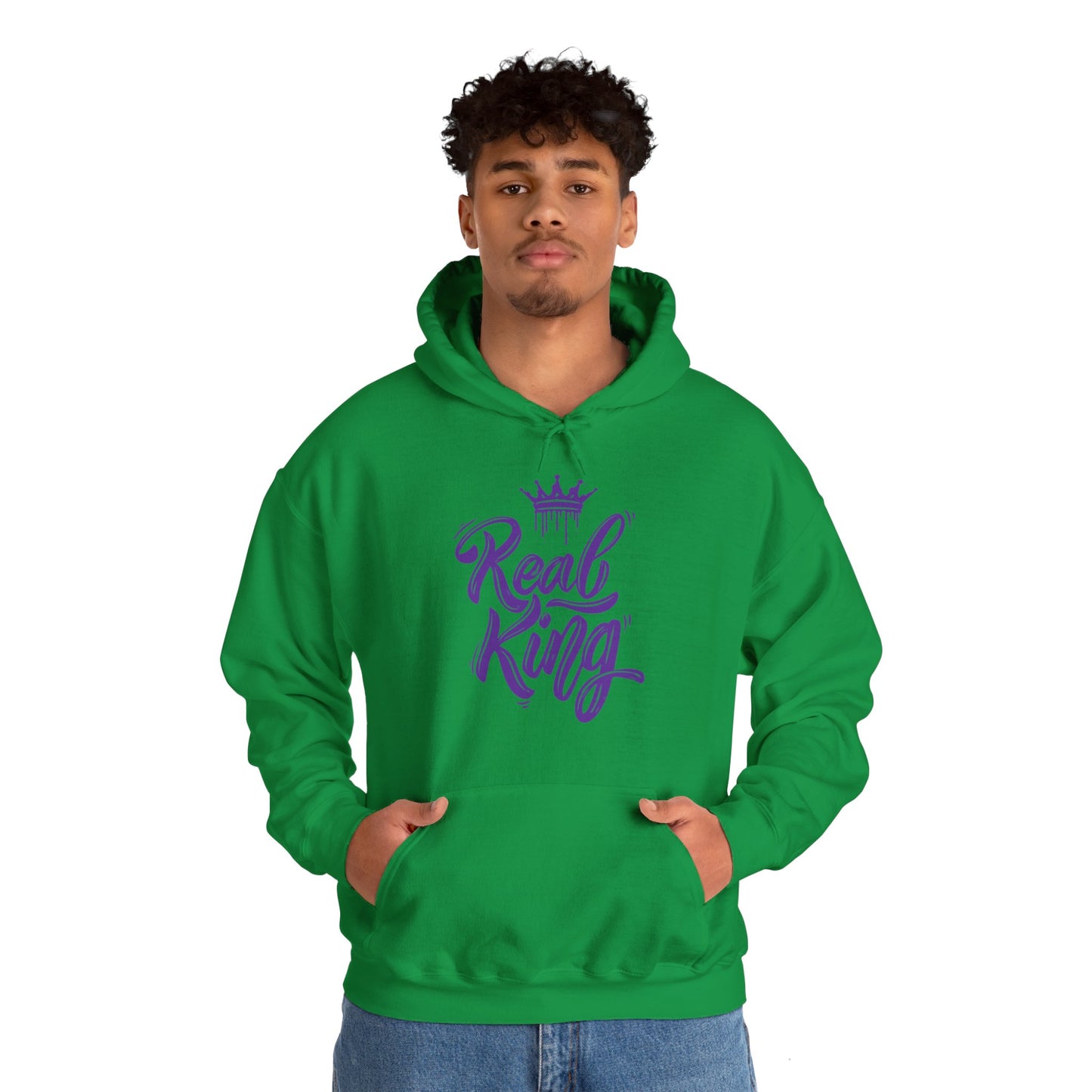 Real King, purple text, Hoodie