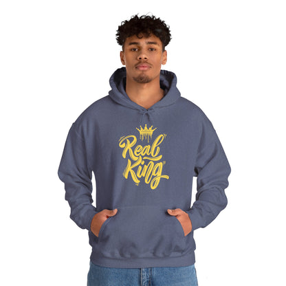 Real King, gold text, Hoodie