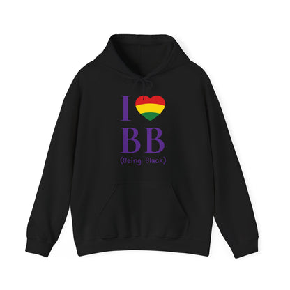 I Heart Being Black, purple text, Hoodie