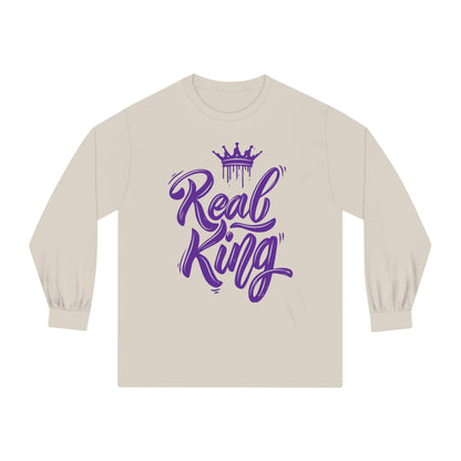 Real King, purple text, Classic Long Sleeve T-Shirt