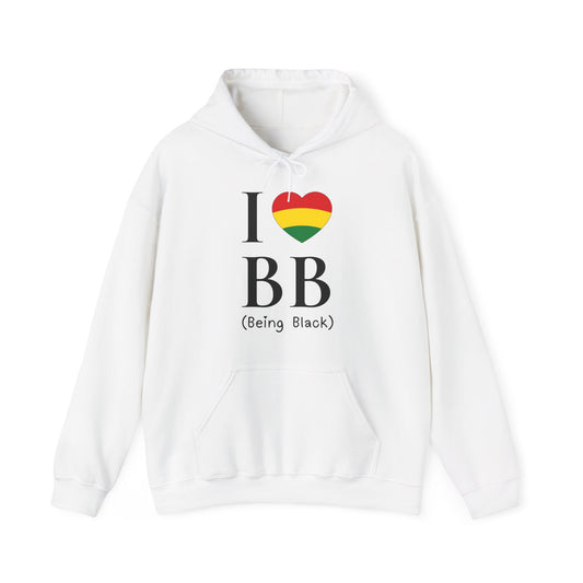 I Heart Being Black Hoodie, black text, Hoodie