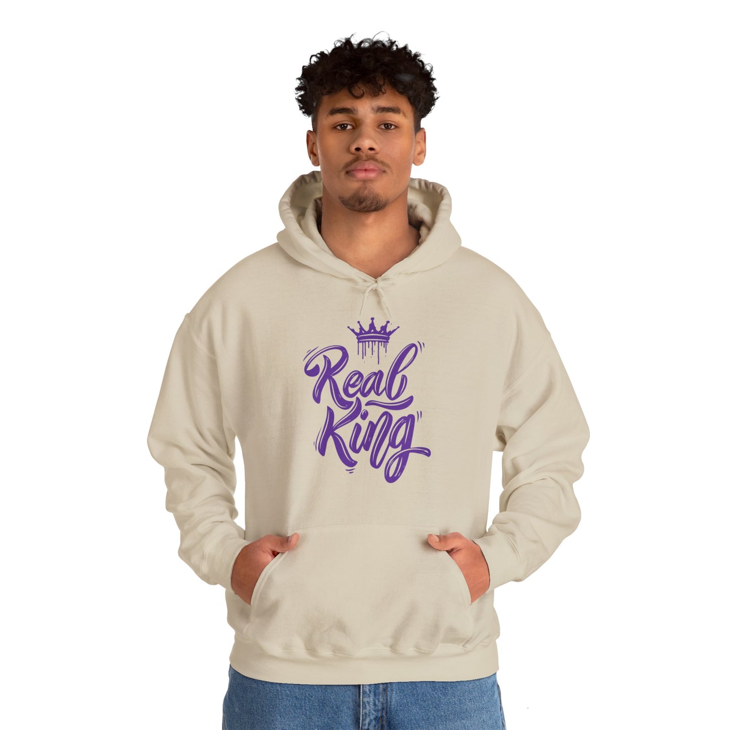 Real King, purple text, Hoodie