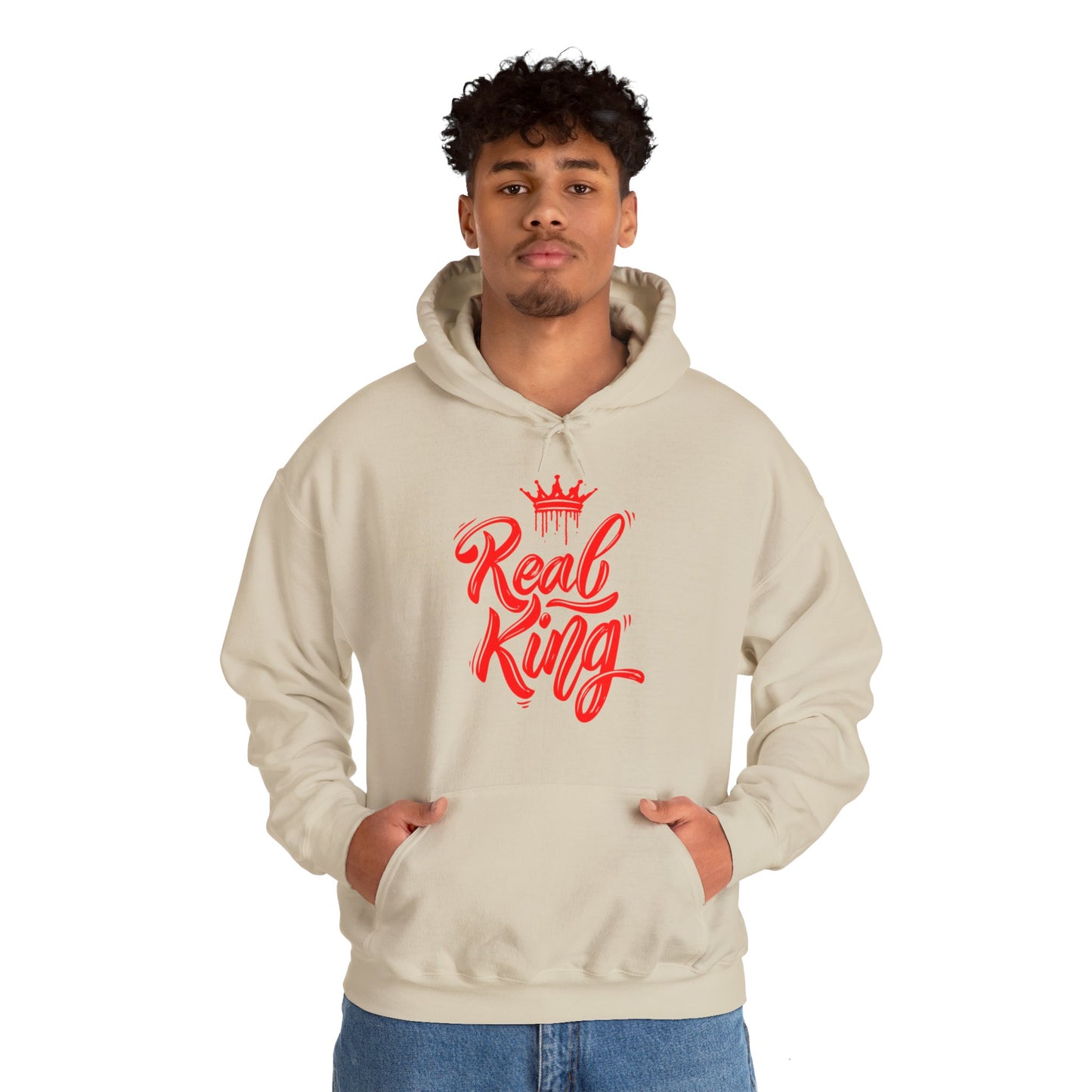 Real King, red text, Hoodie