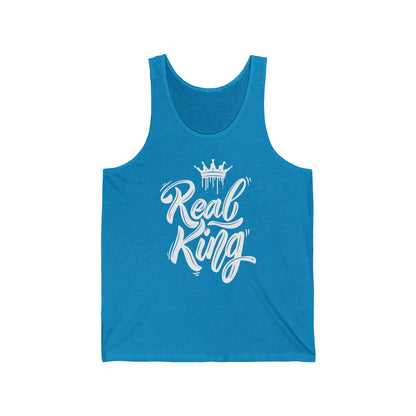 Real King, white text, Tank Top