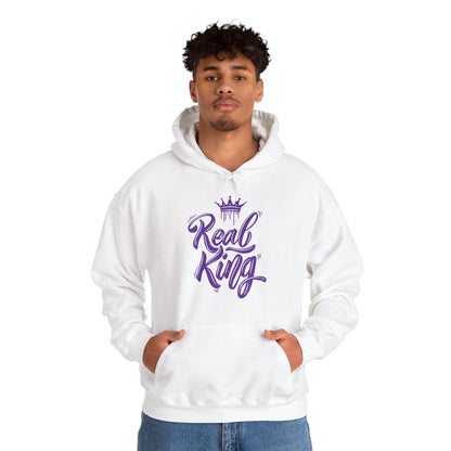 Real King, purple text, Hoodie