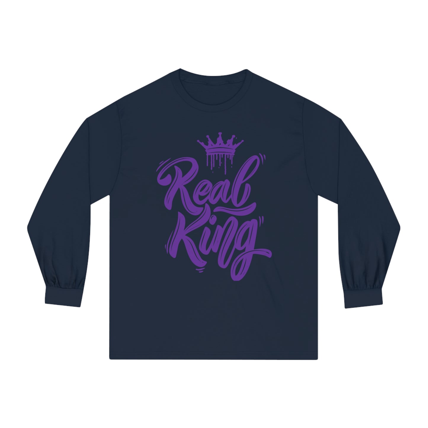 Real King, purple text, Classic Long Sleeve T-Shirt