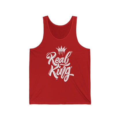 Real King, white text, Tank Top